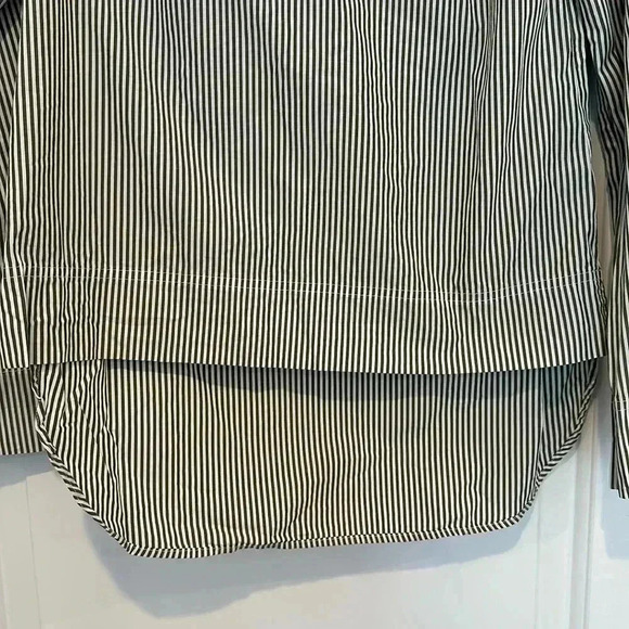 4/$25 J. Crew Top Black White Striped Funnelneck Cotton Poplin Hi Low Sz 00 - Picture 11 of 14